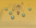 Des Darumacho figés en plein milieu du désert dans Pokémon Noir et Blanc.