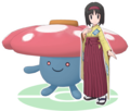 Erika et Rafflesia dans Pokémon Masters EX.