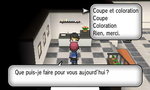 Trois options s'offrent au joueur : coupe, coloration, ou les deux dans Pokémon X et Y.