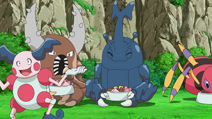 Fichier:LV047 - M. Mime de Delia et Scarabrute et Scarhino de Goh (Flash-back).png