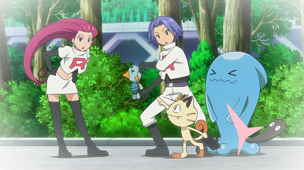 Fichier:LV017 - Khélocrok, Miaouss de la Team Rocket et Qulbutoké de Jessie (Flash-back).png