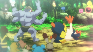 Fichier:XY035 - Marcacrin, Hariyama et Boustiflor (Flash-back).png