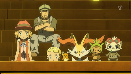 Fichier:XY067 - Dedenne et Marisson de Lem et Roussil et Pandespiègle de Serena.png