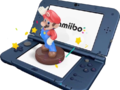 Figurine amiibo Mario placée sur l'écran inférieur.