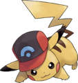 Artwork du Pikachu à la Casquette de Sinnoh pour Pokémon Soleil et Lune.