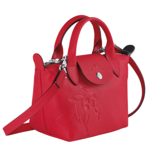 Longchamp Petit sac à main rouge trois quart.png