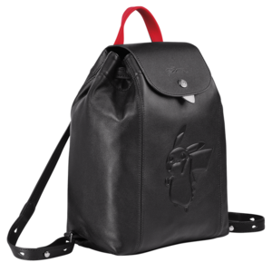 Longchamp Sac à dos noir trois quart.png