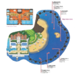 Plan du Club Hano-Hano et de la Plage Hano-Hano dans Pokémon Soleil et Lune.