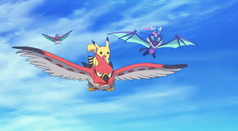 Fichier:Flambusard, Pikachu, Amphinobi, Bruyverne et Brutalibré de Sacha - Film 19.png