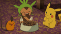 Dedenne (de Lem), Marisson (de Lem) et Pikachu (de Sacha)