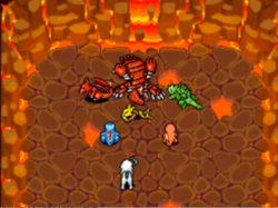 Groudon, mis K.O., libère l'équipe d'Alakazam.