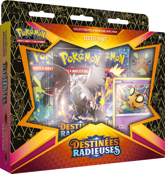 Fichier:Collection Folle Aventure avec pin's Destinées Radieuses Dedenne.png