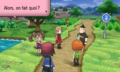 Discussion entre Kalem et ses rivaux dans Pokémon X et Y.