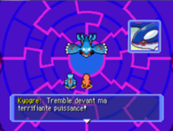 Le combat contre Kyogre.