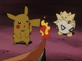 Pikachu (de Sacha) et Togepi (d'Ondine)