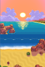 La Plage au coucher du soleil.