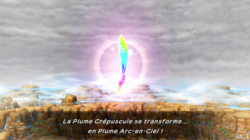 La plume Crépuscule se transforme en plume Arc-en-Ciel.