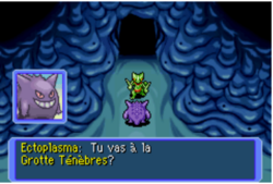 Ectoplasma et Jungko à l'entrée de la Grotte Ténèbres.
