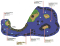 Plan de la Mer de Mele-Mele dans Pokémon Ultra-Soleil et Ultra-Lune.