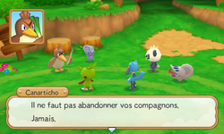 Canarticho leur rappelle qu'il est important de ne jamais abandonner un camarade.