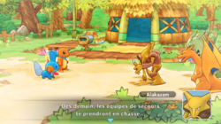 L'équipe d'Alakazam laisse l'équipe du joueur prendre la fuite en l'avertissant.
