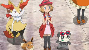 XY101 - Roussil, Évoli et Pandespiègle de Serena.png