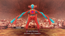 Le joueur face à Deoxys au fond du donjon.