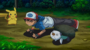 NB126 - Pikachu et Moustillon de Sacha (Flash-back).png