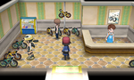 L'intérieur du Magasin de Bicyclette de Relifac-le-Haut dans Pokémon X et Y.