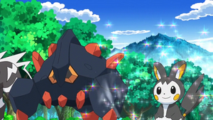 NB067 - Géolithe et Emolga d'un Dresseur.png