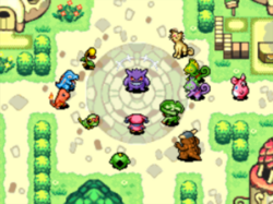 Ectoplasma rapporte la prédiction de Xatu sur la Place Pokémon