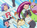 Mime Jr. (de James), Miaouss (Team Rocket) et Papinox (de Jessie)