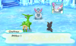 Viridium et Emolga face à Chaffreux.