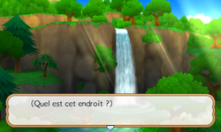 …un humain se réveille près d'une cascade…