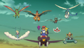 Libégon, Altaria, Carchacrok, Bruyverne Draco et Métang (Poké Monture) et Dracaufeu (de Kiawe)