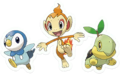 Tortipouss, Ouisticram et Tiplouf de Pokémon Diamant, Perle et Platine