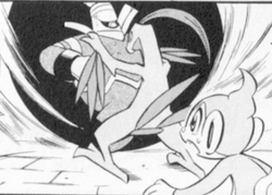Massko se sacrifie pour ramener Noctunoir dans le futur.