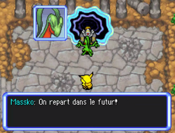 Massko se sacrifie pour ramener Noctunoir dans le futur.