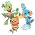 Arcko, Poussifeu et Gobou de Pokémon Rubis Oméga et Saphir Alpha