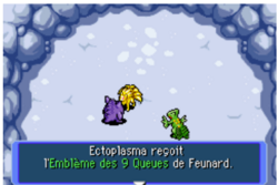 Feunard remettant l'Emblème des 9 Queues à Ectoplasma.