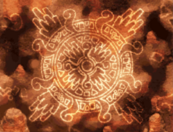 Le symbole du Fragment de Relique est gravé sur un mur.