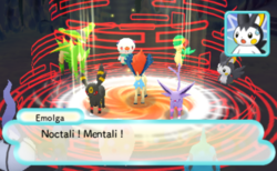 Noctali, Mentali et Keldeo apparaissent via une Magna Porta pour couvrir le quatuor face à la bande de Munna.